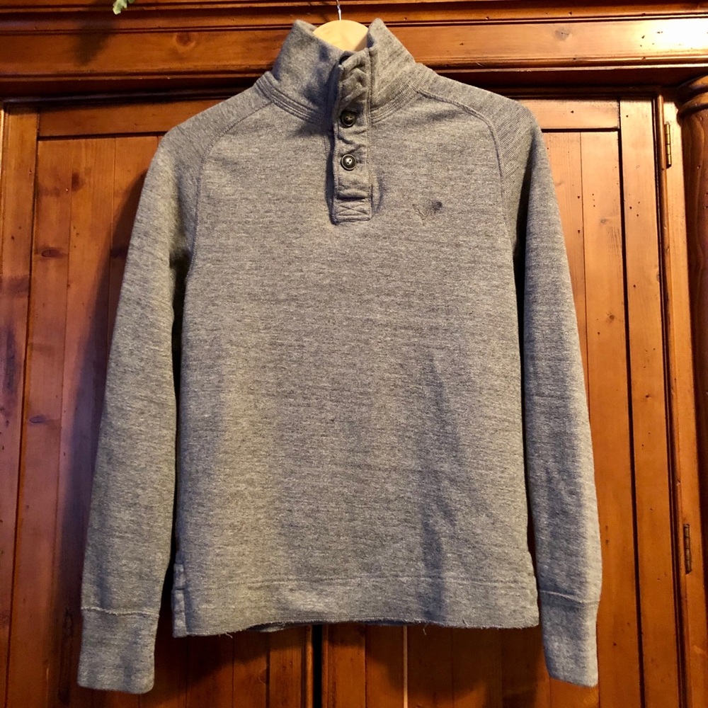 Men’s AE Mock Henley Sweater Sz S Med Grey